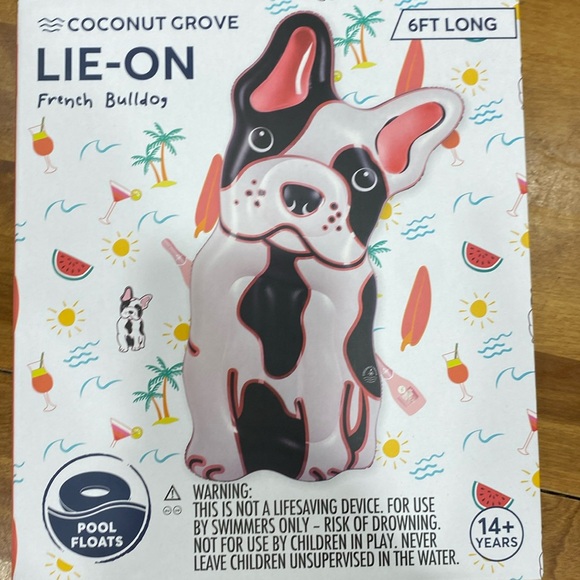 COPY - NWOT.  Coconut Grove, inflatable, lie-on, “French Bulldog”, pool raft. - Picture 1 of 13